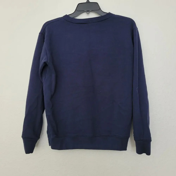 J.Crew Womens Pullover Sweatshirt Sz S Blue Cotton Long Sleeve Crew Neck Sherpa - Picture 2 of 9